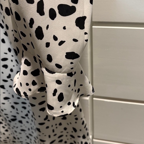 She + Sky Black and White Spotted Long Sleeve Dress Sz M - Picture 3 of 4